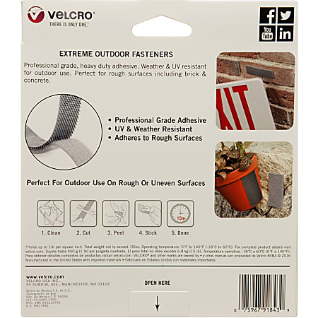 Velcro Extreme Fasteners 1 inch x 4 inch Black 10 Sets