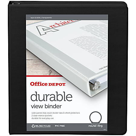 Office Depot® Brand Premium Leatherette Presentation Binder, 1 Rings, Black