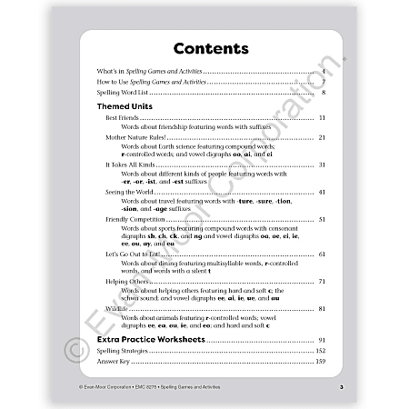 Evan Moor Educational Publishers Spelling Games and Activities Grade 5 ...