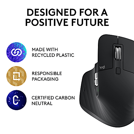 Logitech MX Master 3S Wireless Performance Mouse with Ultra fast Scrolling  Black Ergo 8K DPI Track on Glass Quiet Clicks - Office Depot