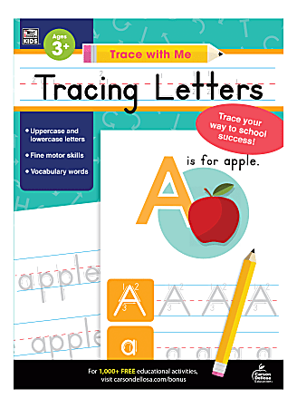 Carson-Dellosa Trace With Me Activity Book, Tracing Letters, Preschool - Kindergarten