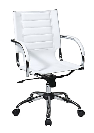 Ave Six Trinidad Vinyl Mid-Back Office Chair, White/Silver