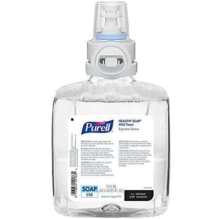 Purell® Healthy Soap CS8 Mild Foam Soap Refills, Unscented, 1200 mL, Pack Of 2 Refills