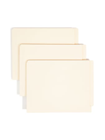 Smead® End-Tab Folders With Fastener, 8 1/2" x 11", Letter, Manila, Box of 50