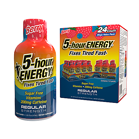 5-Hour Energy Berry, 1.93 Oz, 12 Bottles Per Pack, Box Of 2 Packs
