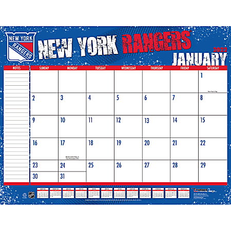 Lang Turner Licensing Monthly Desk Calendar, 22” x 17”, New York Rangers, January To December 2022