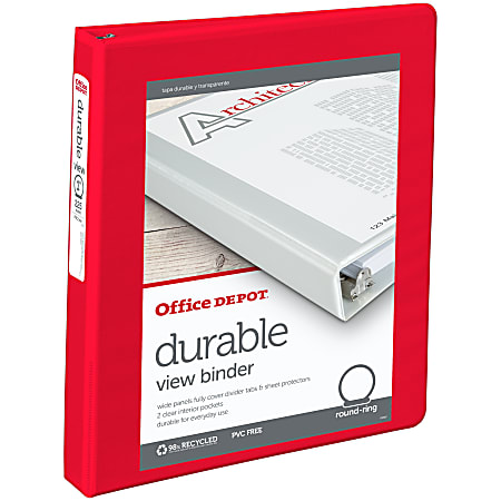 Office Depot® Brand 3-Ring Durable View Binder, 1"