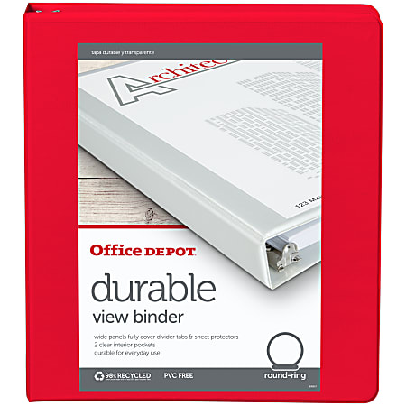 Office Depot Brand Durable Reference Memo Size 3 Ring Binder 1 Round Rings  49percent Recycled Black - Office Depot