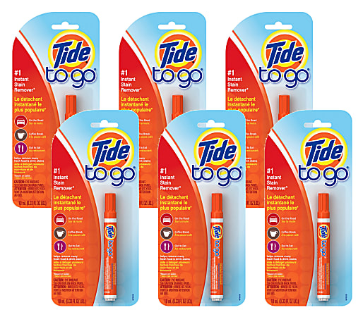 Tide to-go Stain Remover Pen - 0.3 fl oz (0 quart) - Machine Washable, Phosphate-free - Orange - 6 / Carton