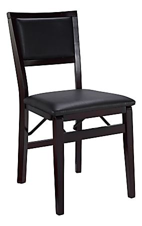 Black leather folding chairs cheap