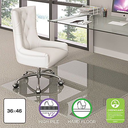 Deflecto Premium Glass Chairmat With Beveled Edge For All Pile Carpets 36 W x 46 D Office Depot