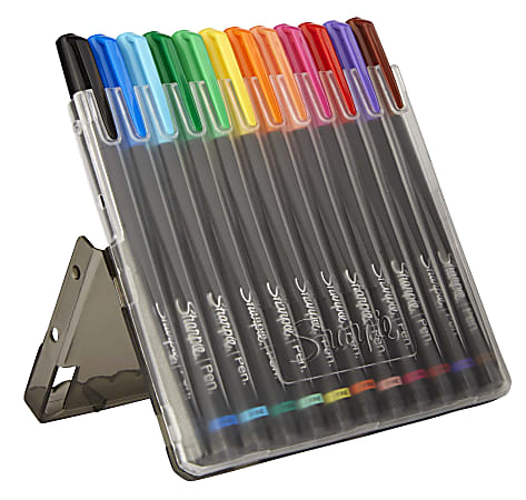 Sharpie® Pens With Hard Case, Fine Point, Assorted Ink Colors, Pack Of 12