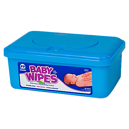 Royal Paper Products Unscented Baby Wipes Tub - White - Unscented, Extra Soft, Pre-moistened, Hypoallergenic, Alcohol-free - For Skin - 80 Quantity Per Tub - 960 / Carton