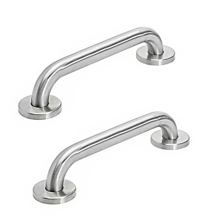 Alpine Stainless-Steel Safety Grab Bars, 36" x 1-1/4", Silver, Pack Of 2 Bars