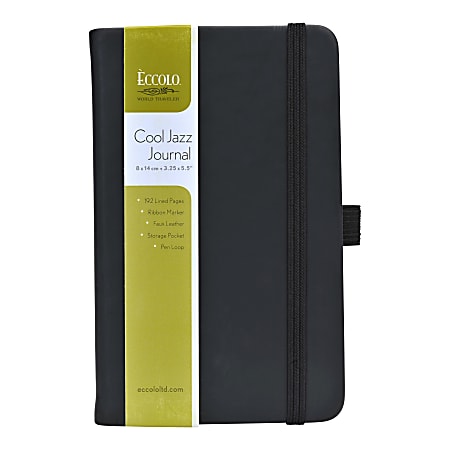 Eccolo™ Cool Jazz Journal, 3 1/2" x 5 1/2", Ruled, 192 Pages, Black