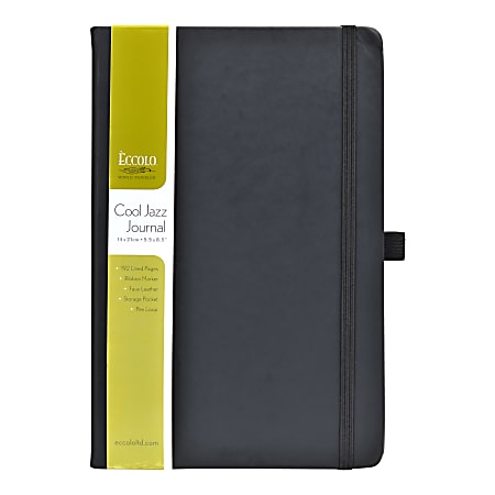 Eccolo™ Cool Jazz Journal, 5 1/2" x 8", Ruled, 192 Pages, Black