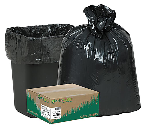 Webster&reg; EarthSense&reg; 0.65 mil Trash Bags, 16 gal, 24"H x 31"W, 75% Recycled, Black, 500 Bags