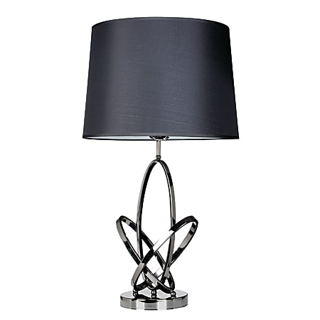 Elegant Designs Mod Art Polished Table Lamp, 27-3/4"H, Black Shade/Chrome