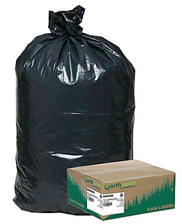 Webster EarthSense Star Bottom Commercial Can Liners, 1.25 mil, 40 To 45 Gallons, 75% Recycled, Black, Box Of 100 Liners