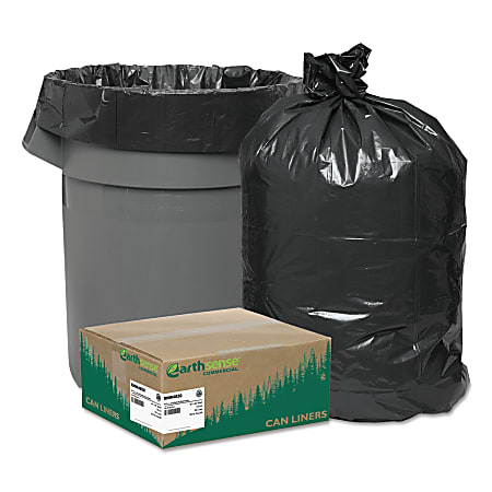 Webster EarthSense Star Bottom Commercial Can Liners, 1.25 mil, 40 To 45 Gallons, 75% Recycled, Black, Box Of 100 Liners