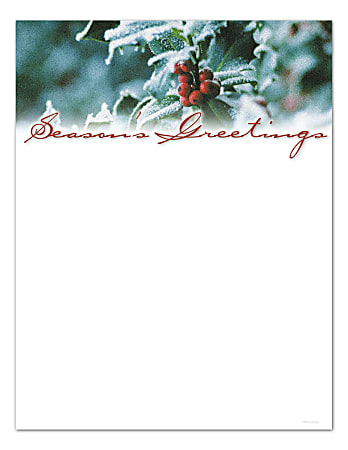 Great Papers!® Holiday Stationary, 8 1/2" x 11", Holly And Berries, Pack Of 80 Sheets
