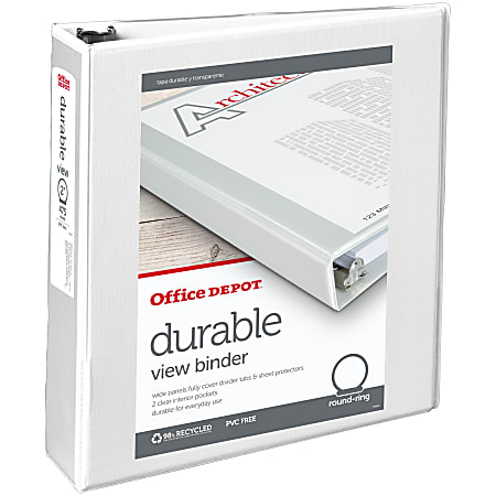 Office Depot Brand Durable View 3 Ring Binder 2 Round Rings White