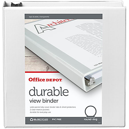 Office Depot Brand Durable Reference Memo Size 3 Ring Binder 1 Round Rings  49percent Recycled Black - Office Depot