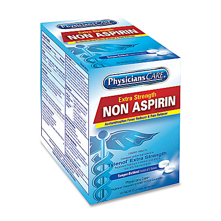 PhysiciansCare Non Aspirin Pain Reliever Medication, 2 Tablets Per Packet, Box Of 125 Packets