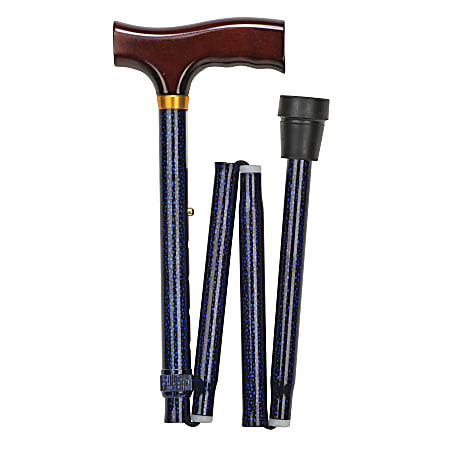 DMI® Fancy Adjustable Derby-Top Folding Cane, 37", Blue Ice