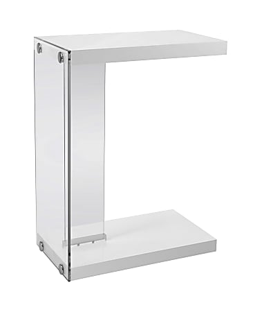 Monarch Specialties Accent Table With Glass Base, Rectangle, Glossy White