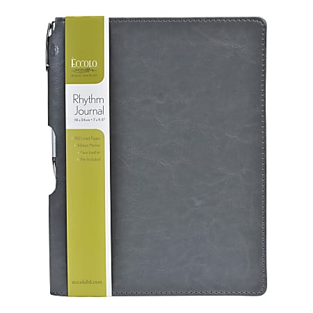Eccolo™ Rhythm Journal, 8" x 10", Lined, 192 Pages, Gray