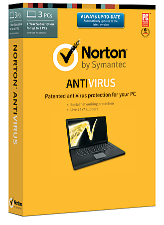 Norton AntiVirus™ 1-Year Subscription, For 3 PCs, Traditional Disc