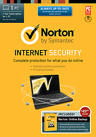 Norton Internet Security™ 21.0 1-Year Subscription With Norton Online Backup, For 1 PC, Traditional Disc