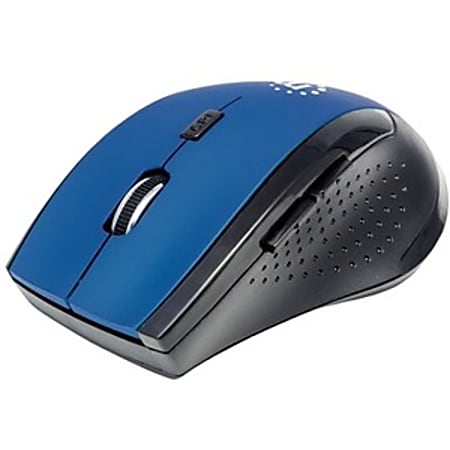 Manhattan Curve Wireless Mouse, Blue/Black), 2.4Ghz (up to 10m), USB, Optical, Five Button with Scroll Wheel - 179294
