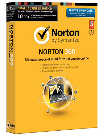 Norton 360™ 1-Year Subscription, For 10 PCs, Traditional Disc