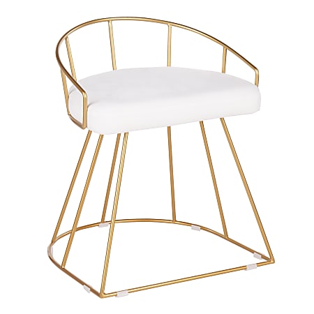 LumiSource Canary Vanity Stool, White Seat/Gold Frame