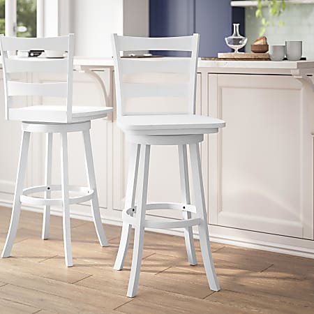 Liesel Commercial Grade Wooden Classic Ladderback Swivel Counter Height Barstool with Solid Wood Seat