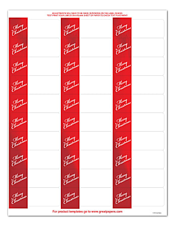 Great Papers!® Holiday Address Labels, 2013271, Merry Christmas, 1" x 2 5/8", Multicolor, Pack Of 120