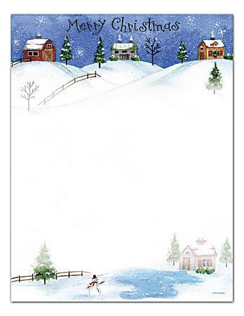 Great Papers!® Holiday Stationery, 8 1/2" x 11", Folk Art Village, Pack Of 80 Sheets