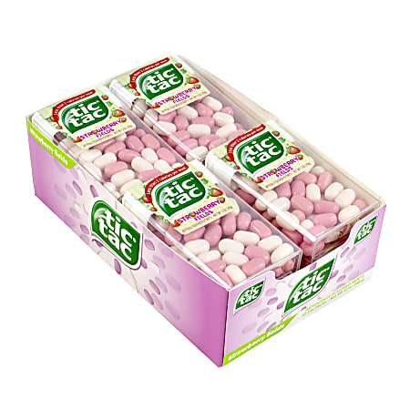 Tic Tac Hard Candy Singles, Strawberry Fields, 1-Oz Containers, Pack Of 12