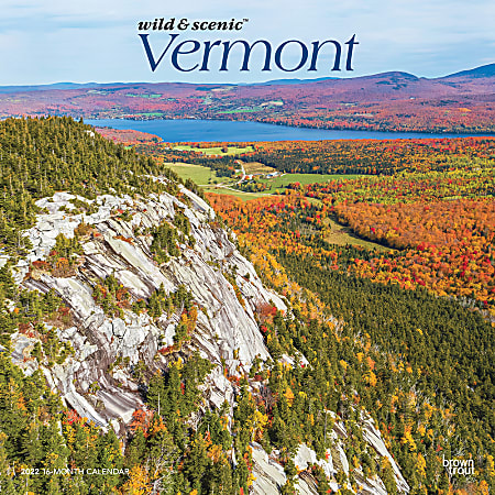 Brown Trout Monthly Regional Wall Calendar, 24" x 12", Wild & Scenic Vermont, January to December 2022, 9781975439668