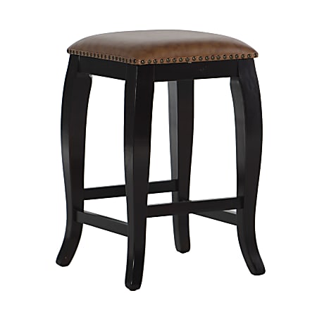 Linon Rockford Backless Faux Leather Counter Stool, Wenge/Caramel