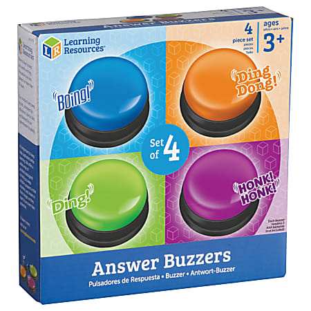 Answer Quiz Buzzers Set of 4 by Learning Resources Game Show Sound Buzzers 