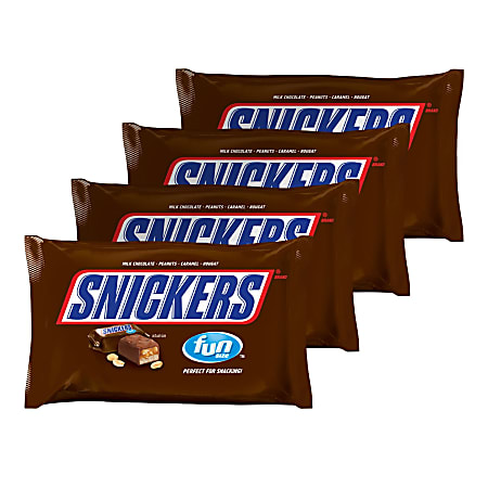 Snickers Fun-Size Chocolate Candy Bars, 20.77 Oz, Pack Of 4 Bags