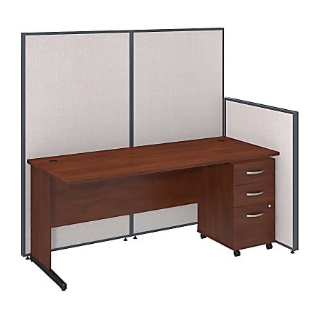 Bush Business Furniture C Leg Desk and 3 Drawer Mobile Pedestal with ProPanels, 72"W, Light Gray, Standard Delivery