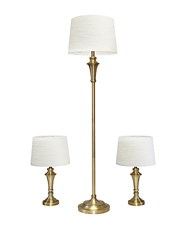 Adesso® Winslow Lamps, Off-White Shades/Antique Brass Bases, Set Of 3
