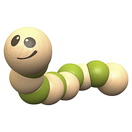 BeginAgain Toys Earthworm Wooden Toy - Skill Learning: Grasping, Senses, Fine Motor