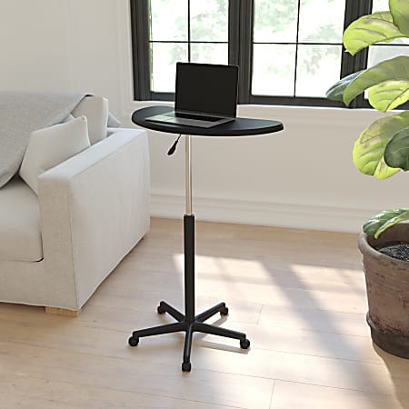 Flash Furniture Height Adjustable Mobile Contemporary Laminate Laptop Desk, Black