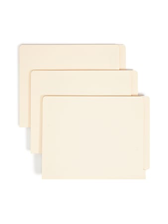 Smead® Manila Reinforced End-Tab Folders, Straight Cut, Letter Size, Pack  Of 100