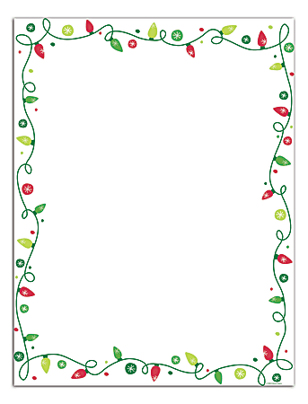 Great Papers!® Holiday Stationery, 8 1/2" x 11", String Of Lights, Pack Of 40 Sheets